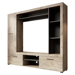Loni - Wandmeubel - Grijs/zwart - 196x35x172 cm