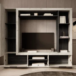 Loni - Wandmeubel - Wit/zwart - 196x35x172 cm