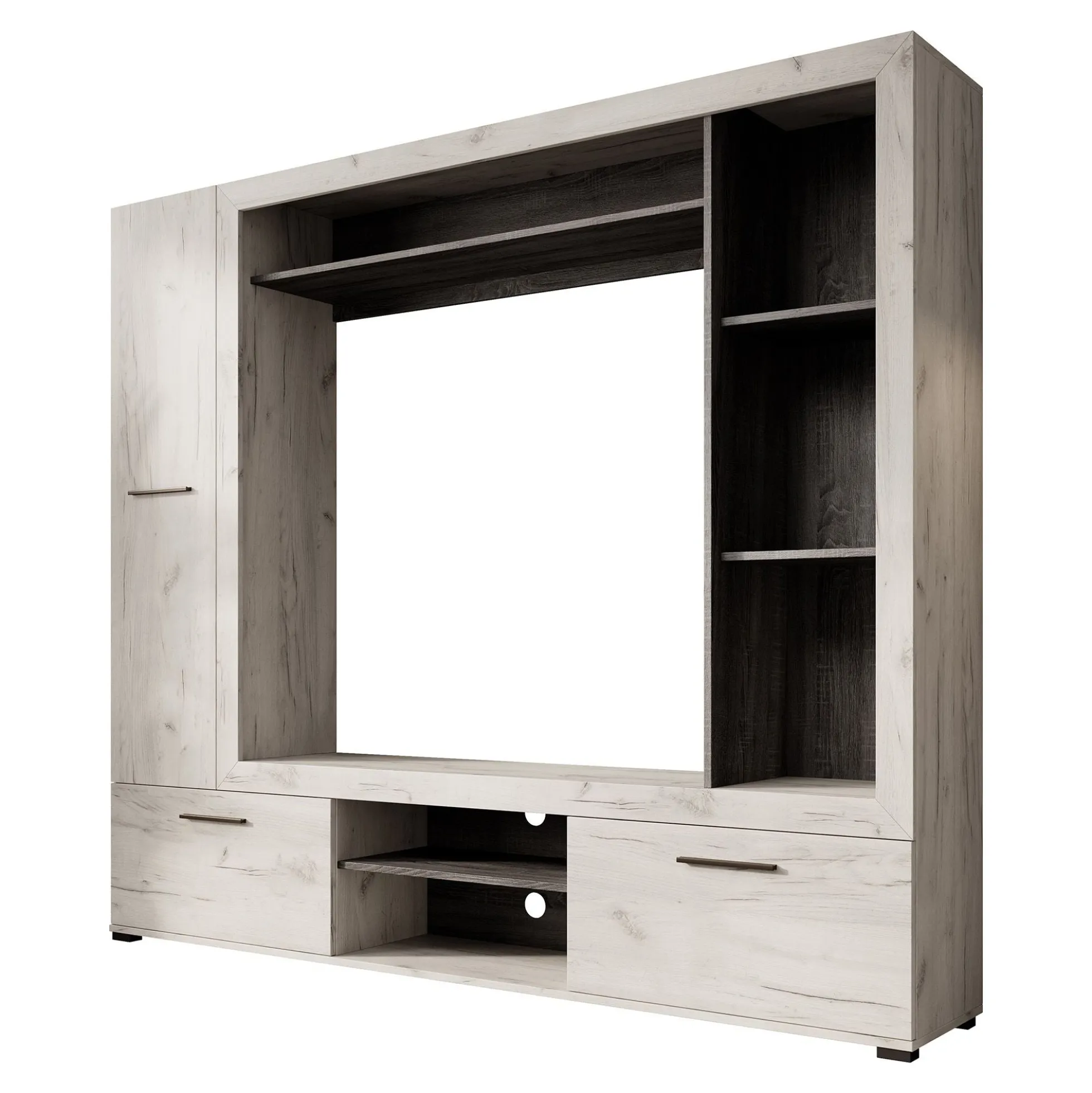 Loni - Wandmeubel - Wit/zwart - 196x35x172 cm