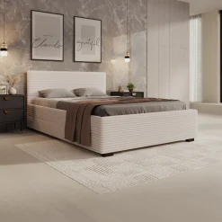 Loox - Tweepersoonsbed - Beige ribstof - 140x200 cm