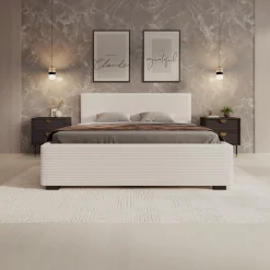 Loox - Tweepersoonsbed - Beige ribstof - 160x200 cm
