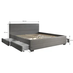 Loox - Tweepersoonsbed - Beige ribstof - 160x200 cm