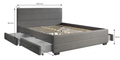 Loox - Tweepersoonsbed met 4 lades - Stof zwart - 160x200 cm