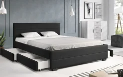 Loox - Tweepersoonsbed met 4 lades - Stof zwart - 160x200 cm