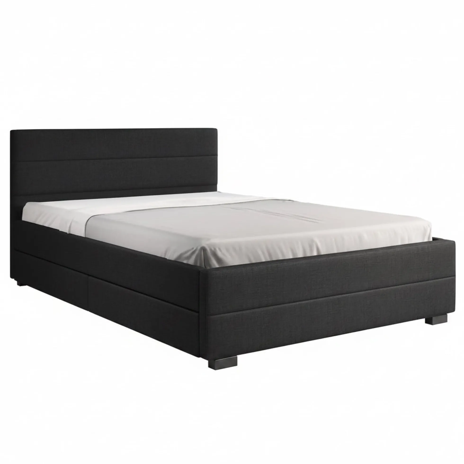 Loox - Tweepersoonsbed met 4 lades - Stof zwart - 140x200 cm