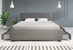 Loox - Tweepersoonsbed met 4 lades - Stof grijs - 160x200 cm