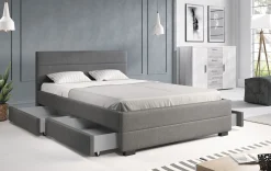 Loox - Tweepersoonsbed met 4 lades - Stof grijs - 140x200 cm