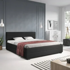 Loox - Tweepersoonsbed met 4 lades - Stof zwart - 180x200 cm