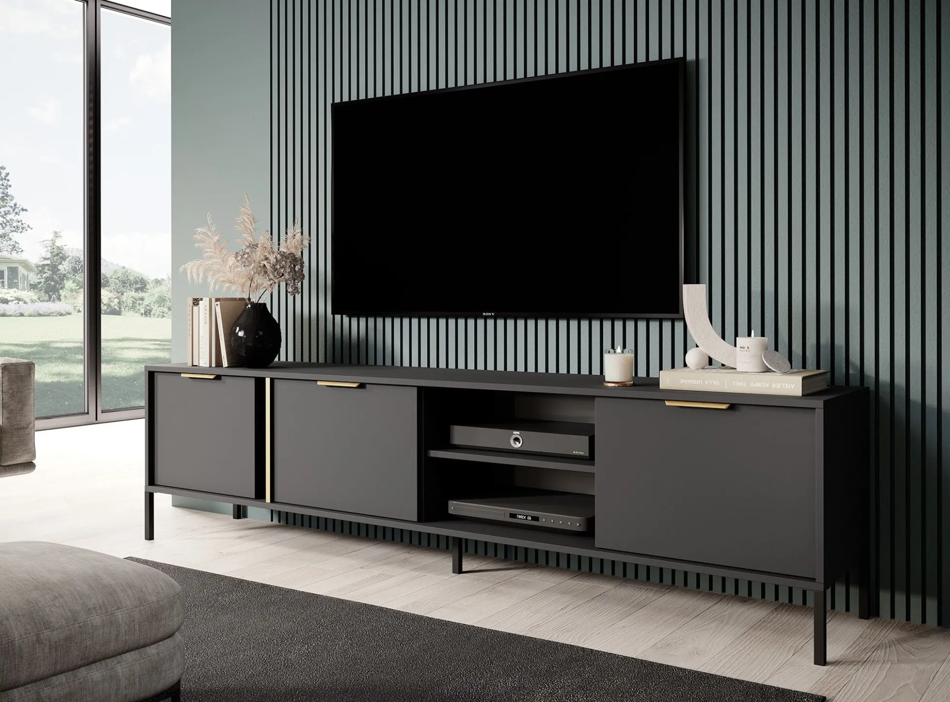 Loren - TV-Meubel - Antraciet - 203 cm