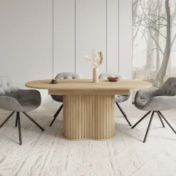 Loro - Eetkamertafel ovaal - Uitschuifbaar - Eikenpatroon - 180-220x90