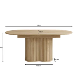 Loro - Eetkamertafel ovaal - Uitschuifbaar - Eikenpatroon - 180-220x90