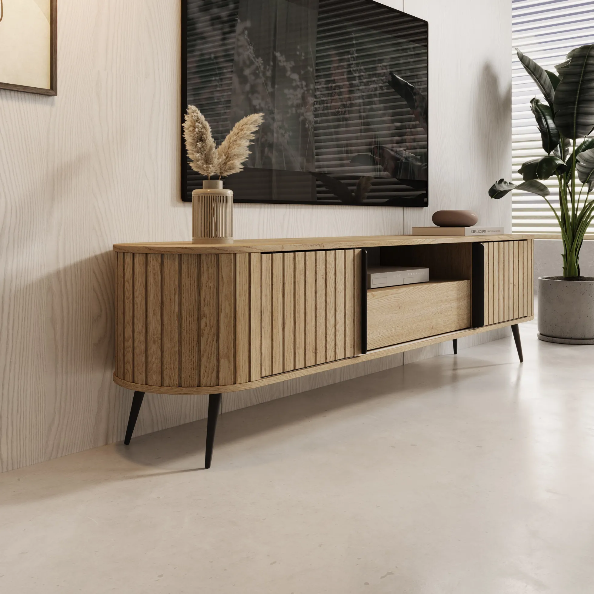 Loro - TV-Meubel - Eikenpatroon - 196x40x52 cm