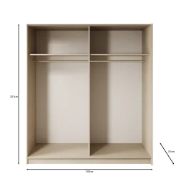 Luce - Kledingkast met schuifdeuren - Beige - 180x55x201 cm