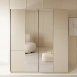 Luce - Kledingkast met schuifdeuren - Beige - 180x55x201 cm