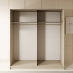 Luce - Kledingkast met schuifdeuren - Beige - 180x55x201 cm