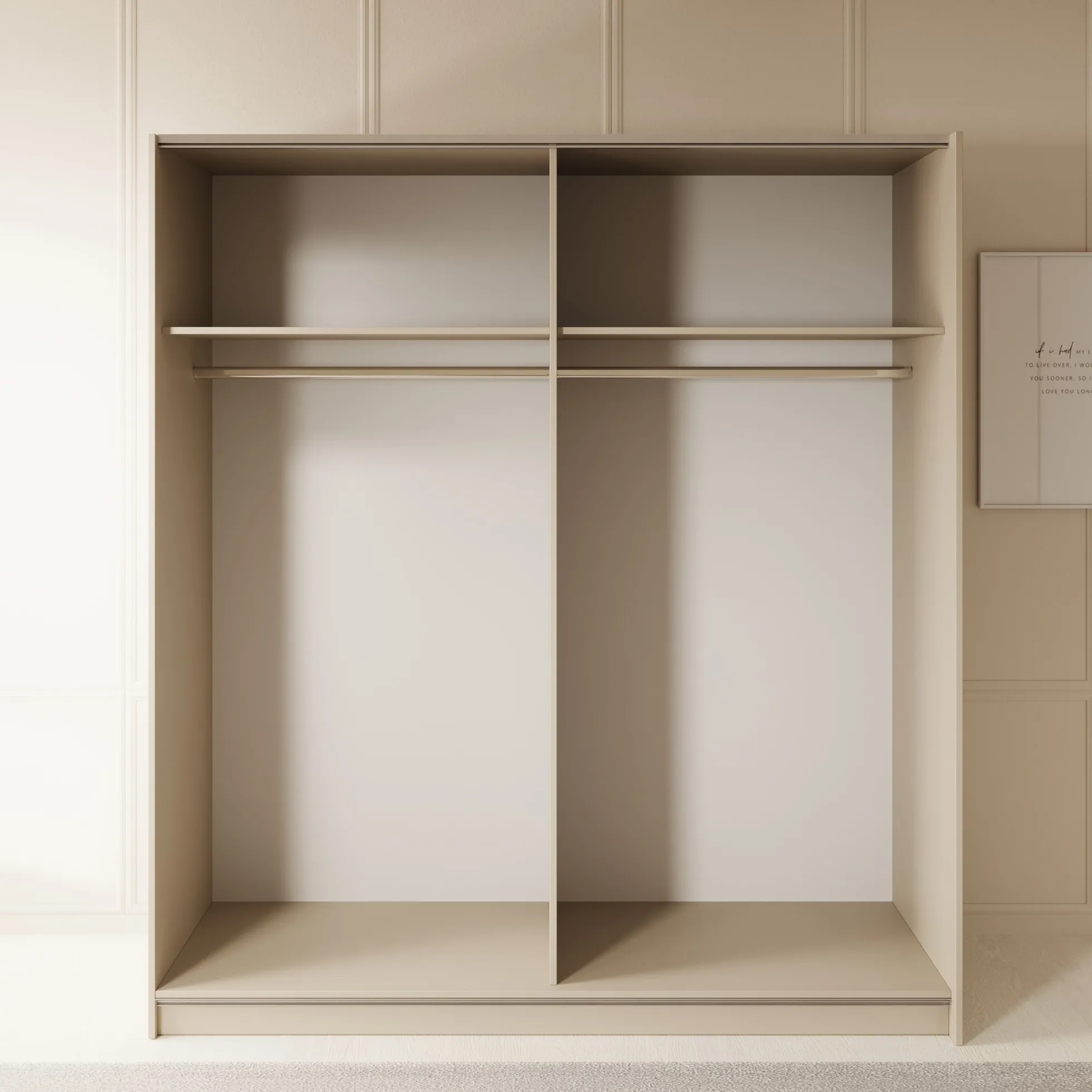 Luce - Kledingkast met schuifdeuren - Beige - 180x55x201 cm