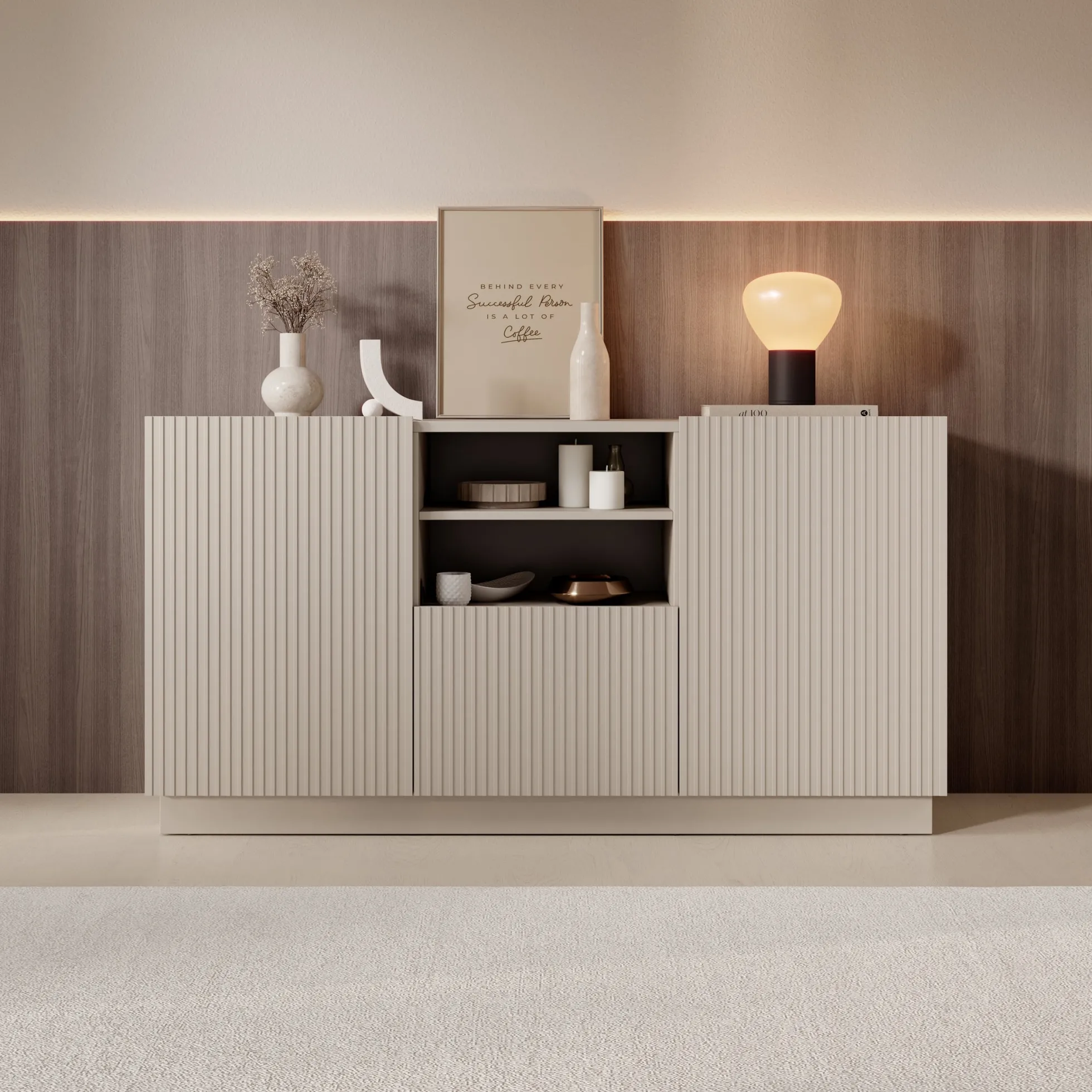 Lucera - Dressoir - Beige - 150x42x78 cm
