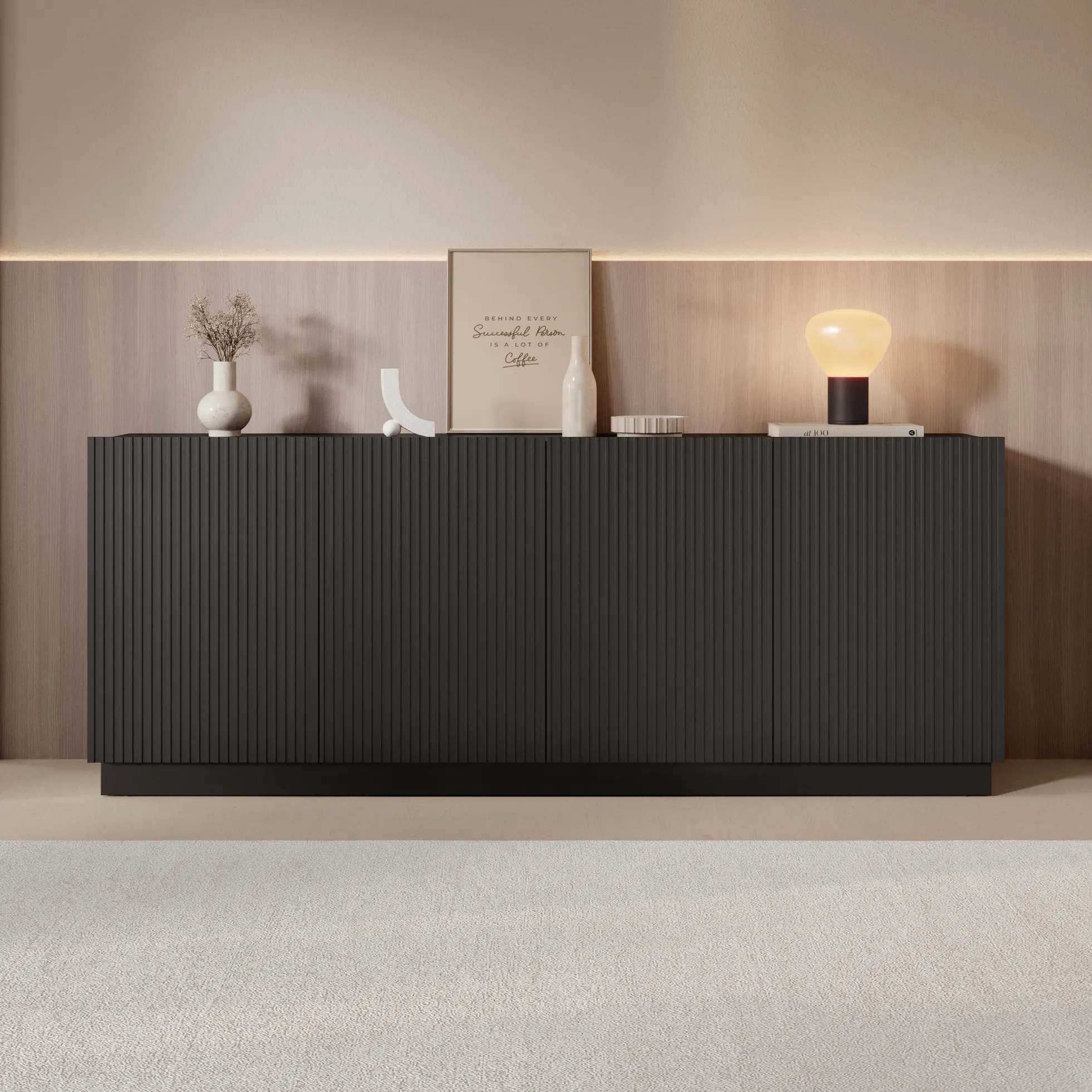 Lucera - Dressoir - Zwart - 200x42x78 cm