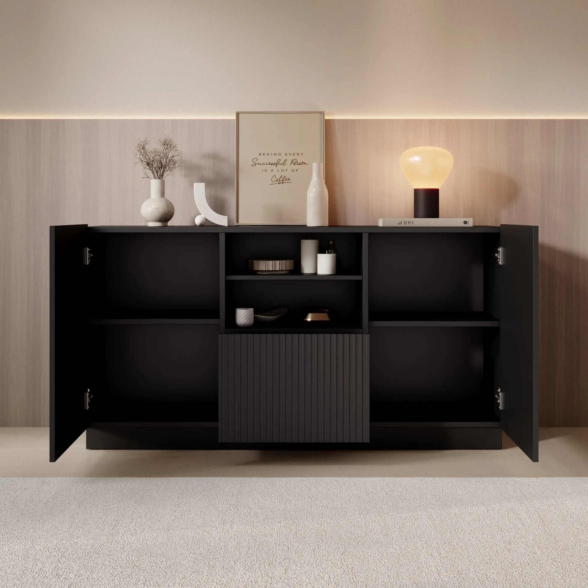 Lucera - Dressoir - Zwart - 150x42x78 cm
