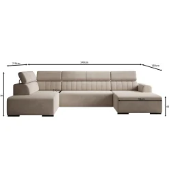Lumae - Hoekbank 6-zits met chaise longue - Stof beige - Rechts
