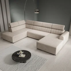 Lumae - Hoekbank 6-zits met chaise longue - Stof beige - Rechts