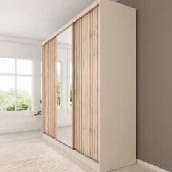 Lumivera - Kledingkast met schuifdeuren - Beige - 250x60x215