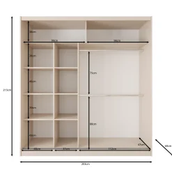 Lumivera - Kledingkast met schuifdeuren - Beige - 203x60x215