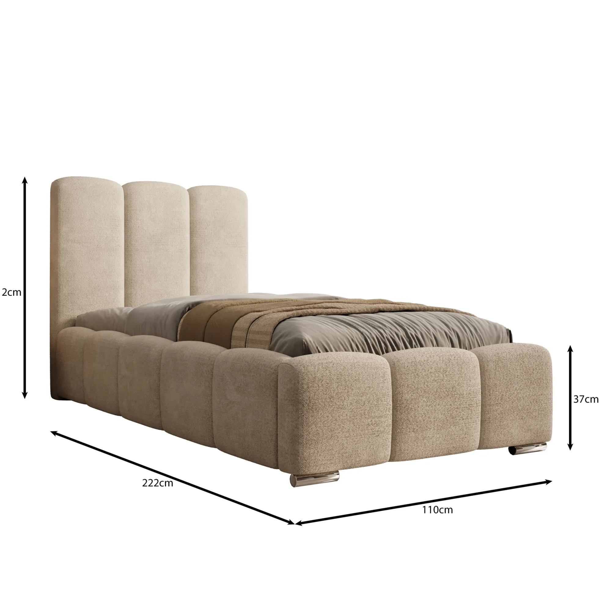 Lumo - Eenpersoonsbed met opbergruimte - Teddystof beige - 90x200 cm