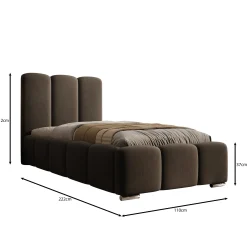 Lumo - Eenpersoonsbed met opbergruimte - Velvet zwart - 90x200 cm
