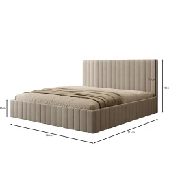 Luz - Tweepersoonsbed met opbergruimte - Beige velvet - 180x200 cm