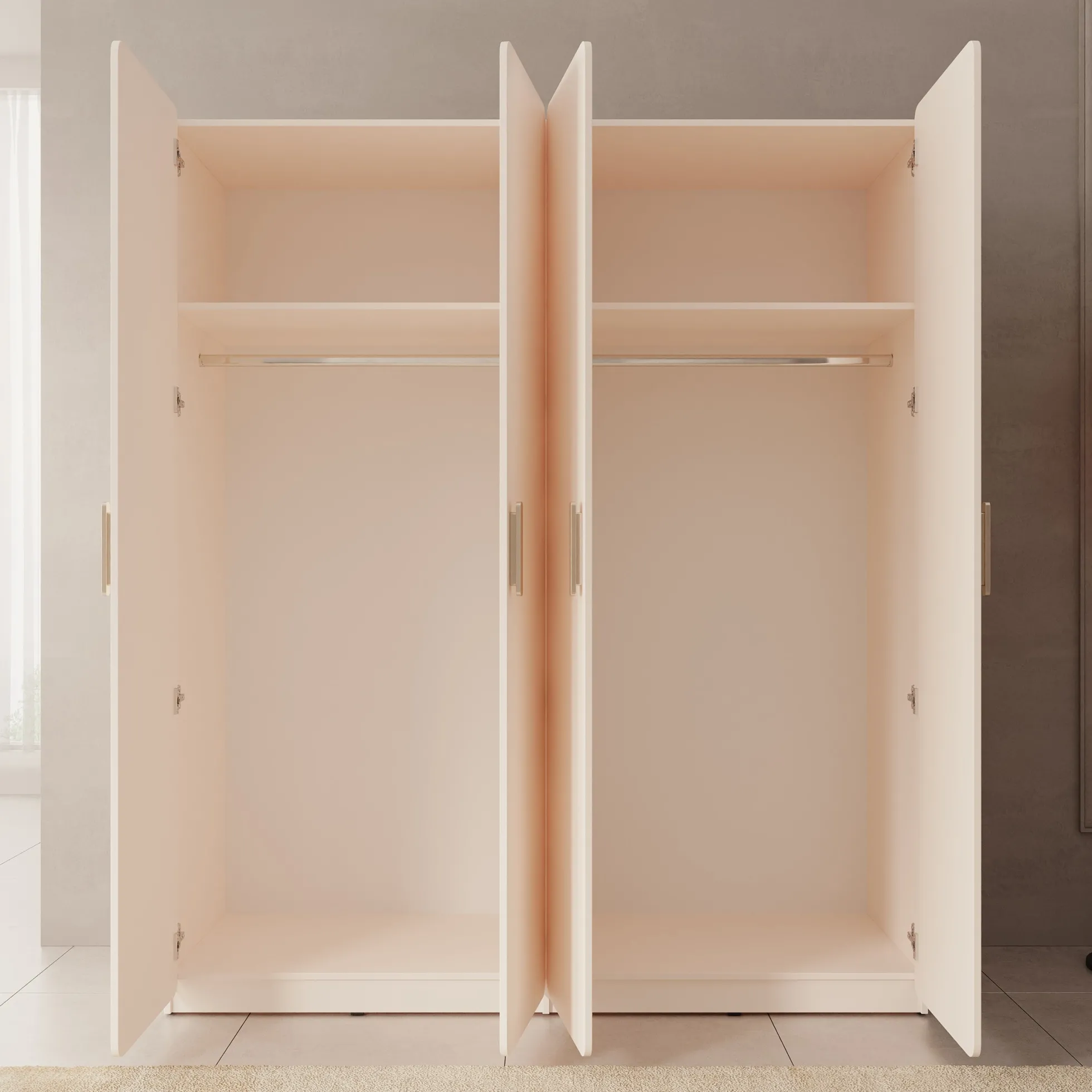 Luzon - Kledingkast 4 deurs - Beige - 179x58x210 cm