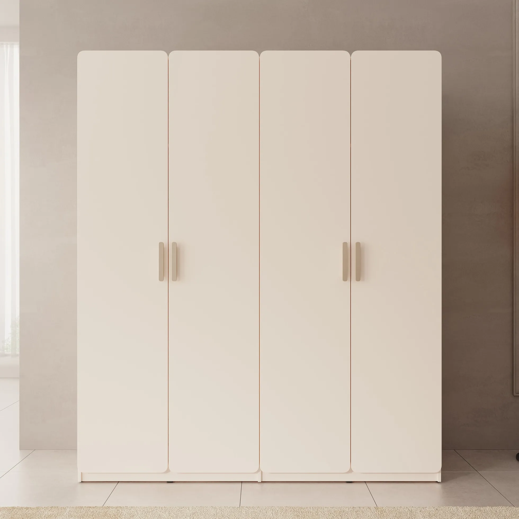 Luzon - Kledingkast 4 deurs - Beige - 179x58x210 cm