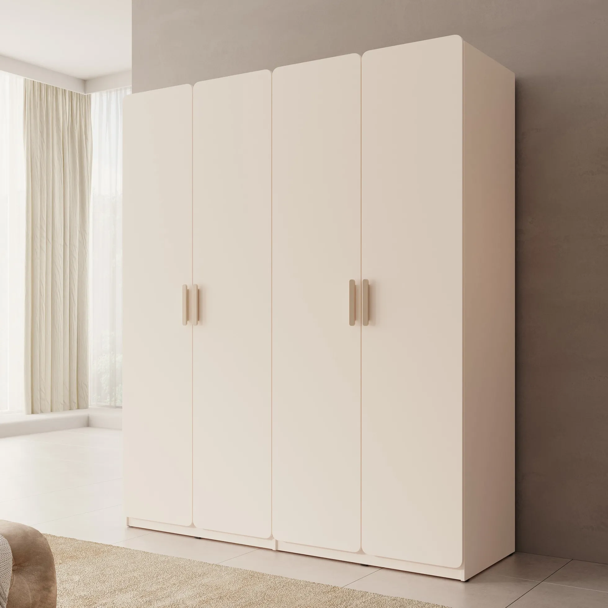 Luzon - Kledingkast 4 deurs - Beige - 179x58x210 cm
