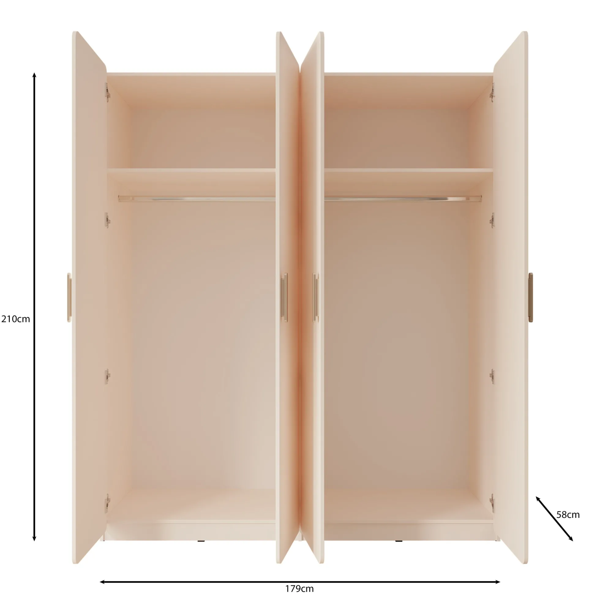 Luzon - Kledingkast 4 deurs - Beige - 179x58x210 cm