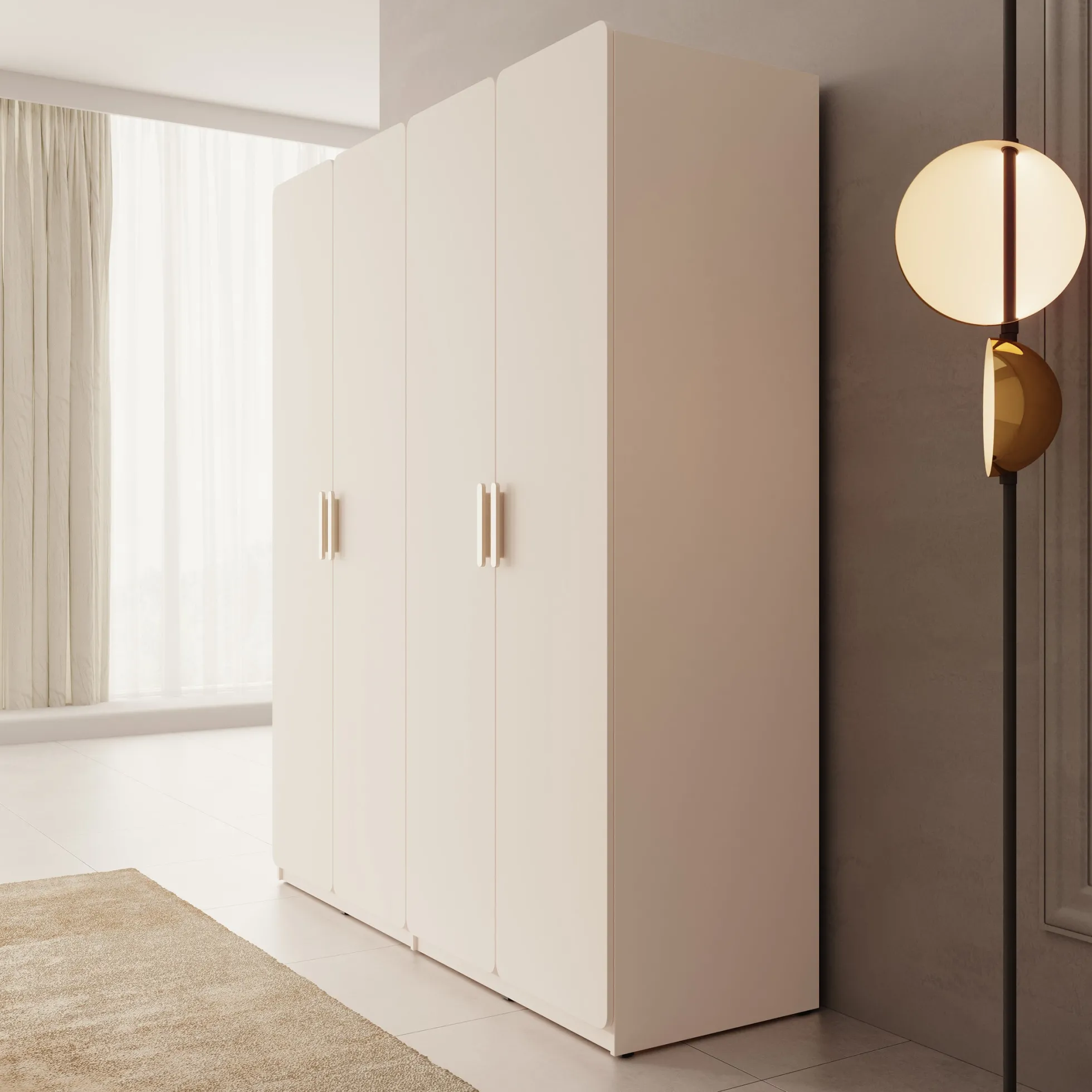 Luzon - Kledingkast 4 deurs - Beige - 179x58x210 cm