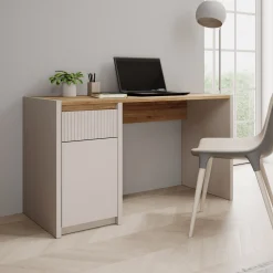 Lynwood - Bureau - Eikenpatroon/Beige - 130x52x72 cm