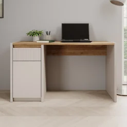 Lynwood - Bureau - Eikenpatroon/Beige - 130x52x72 cm