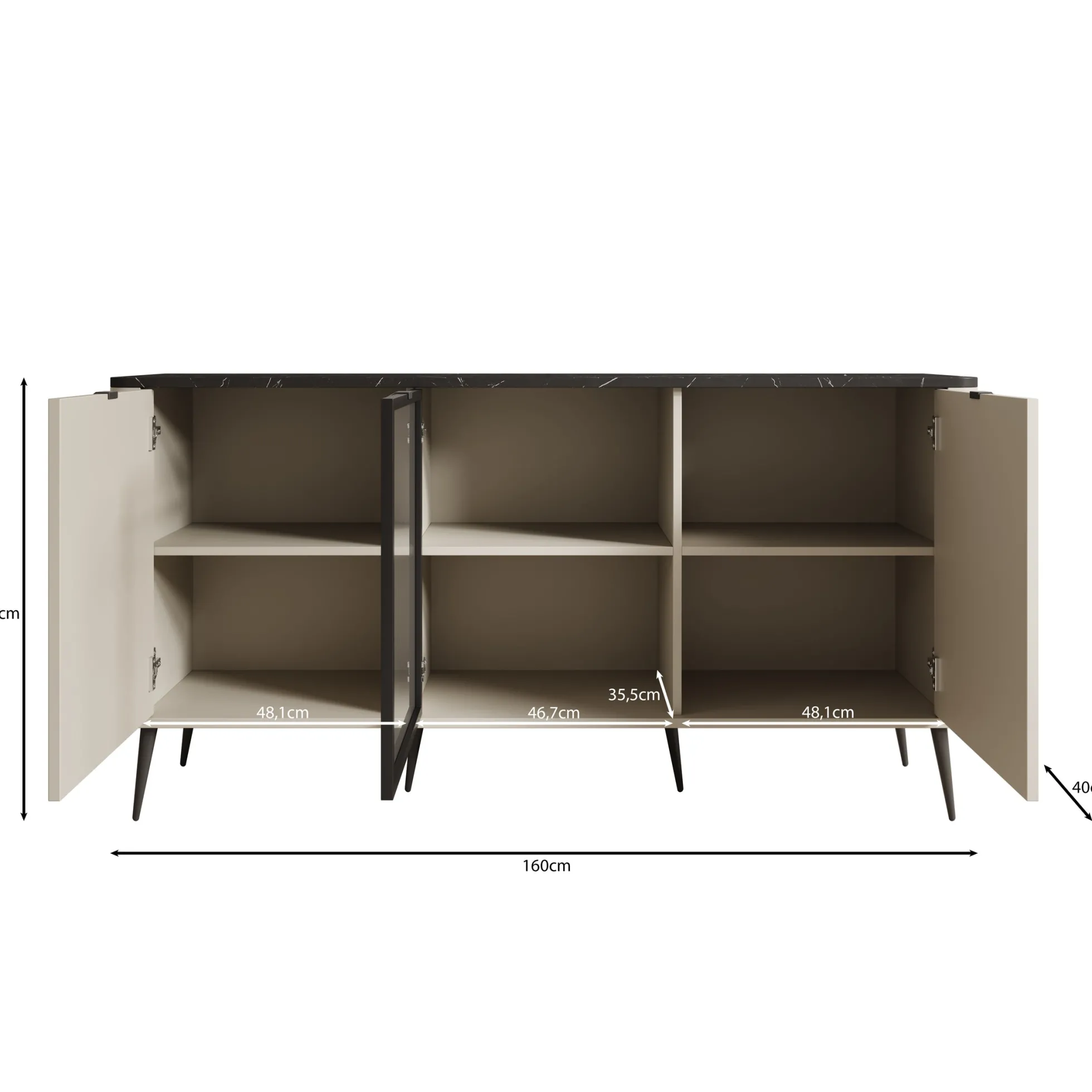 Mace 3 - Dressoir - Beige - 160x40x82 cm