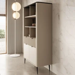 Mace - Boekenkast - Beige - 90x40x163 cm