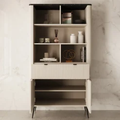Mace - Boekenkast - Beige - 90x40x163 cm