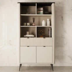 Mace - Boekenkast - Beige - 90x40x163 cm