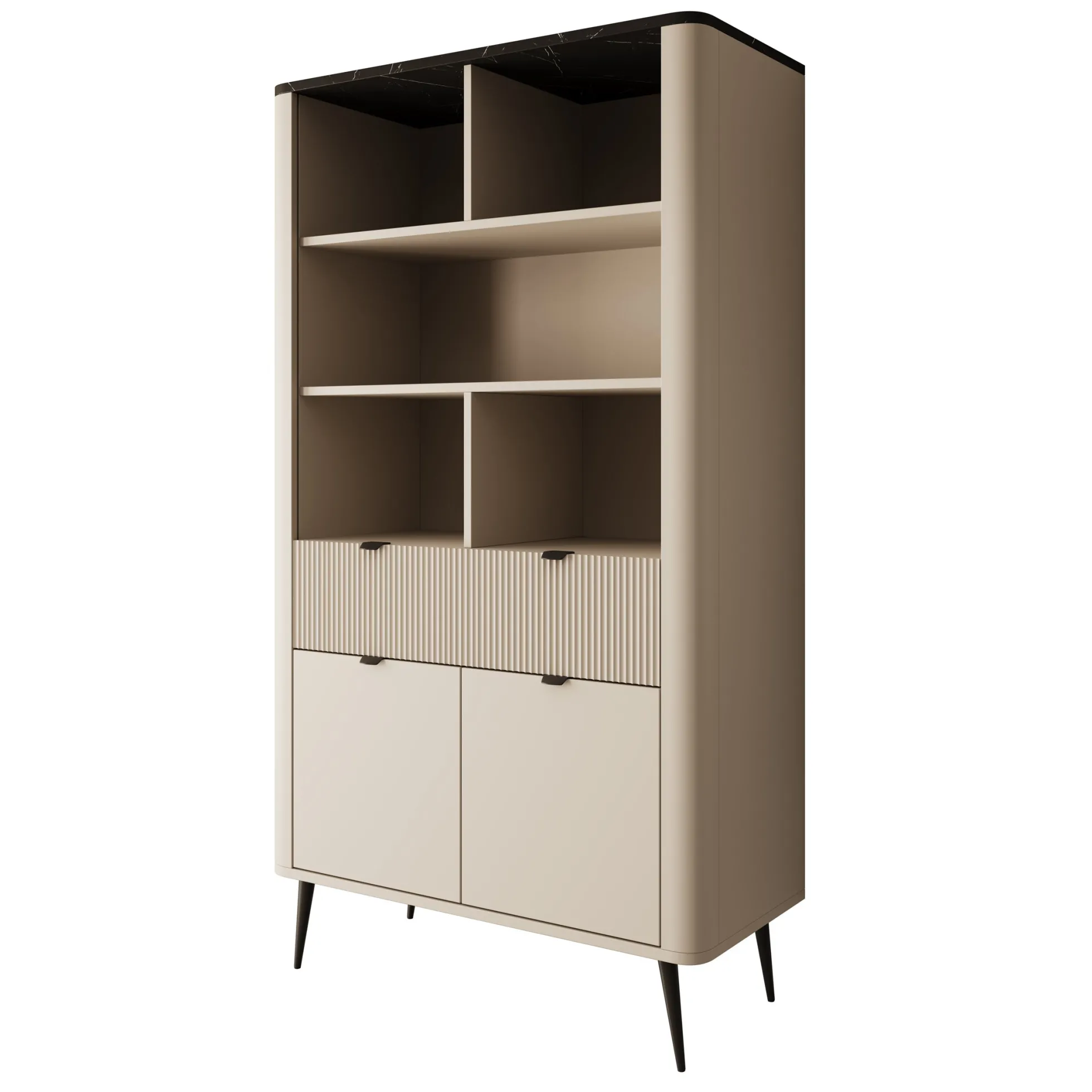 Mace - Boekenkast - Beige - 90x40x163 cm