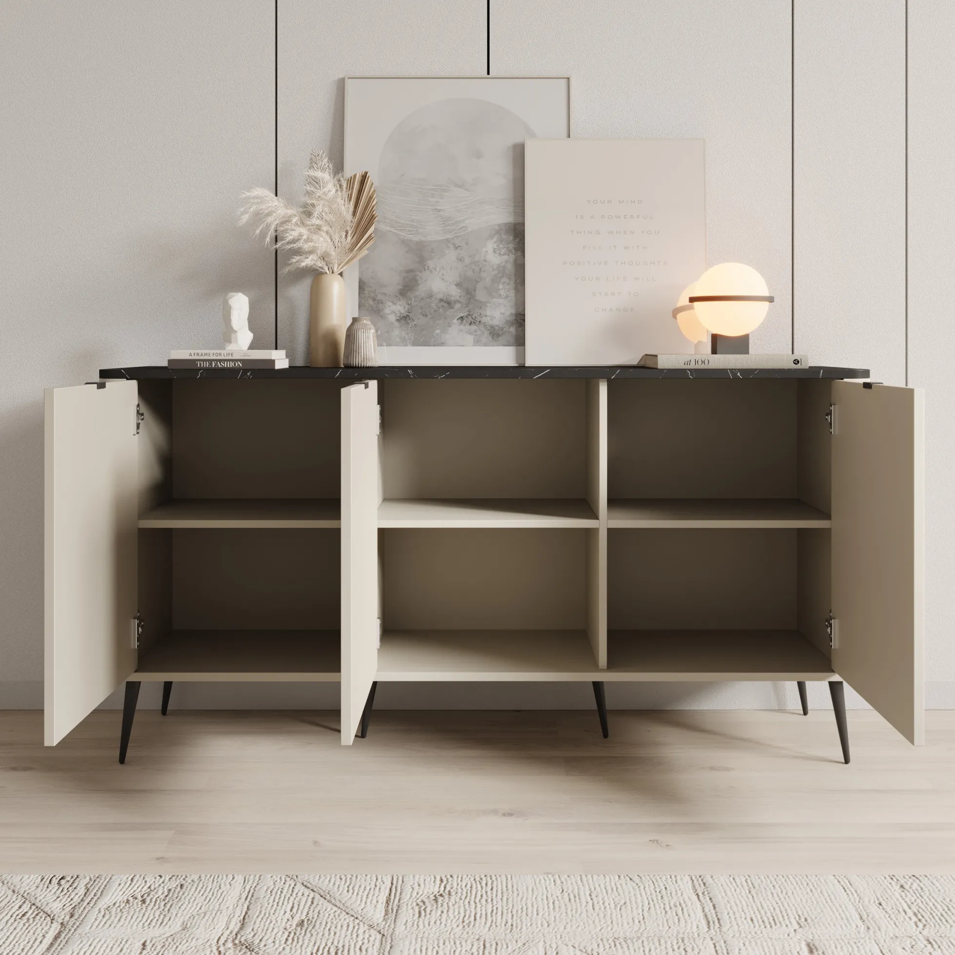 Mace - Dressoir - Beige - 160x40x82 cm