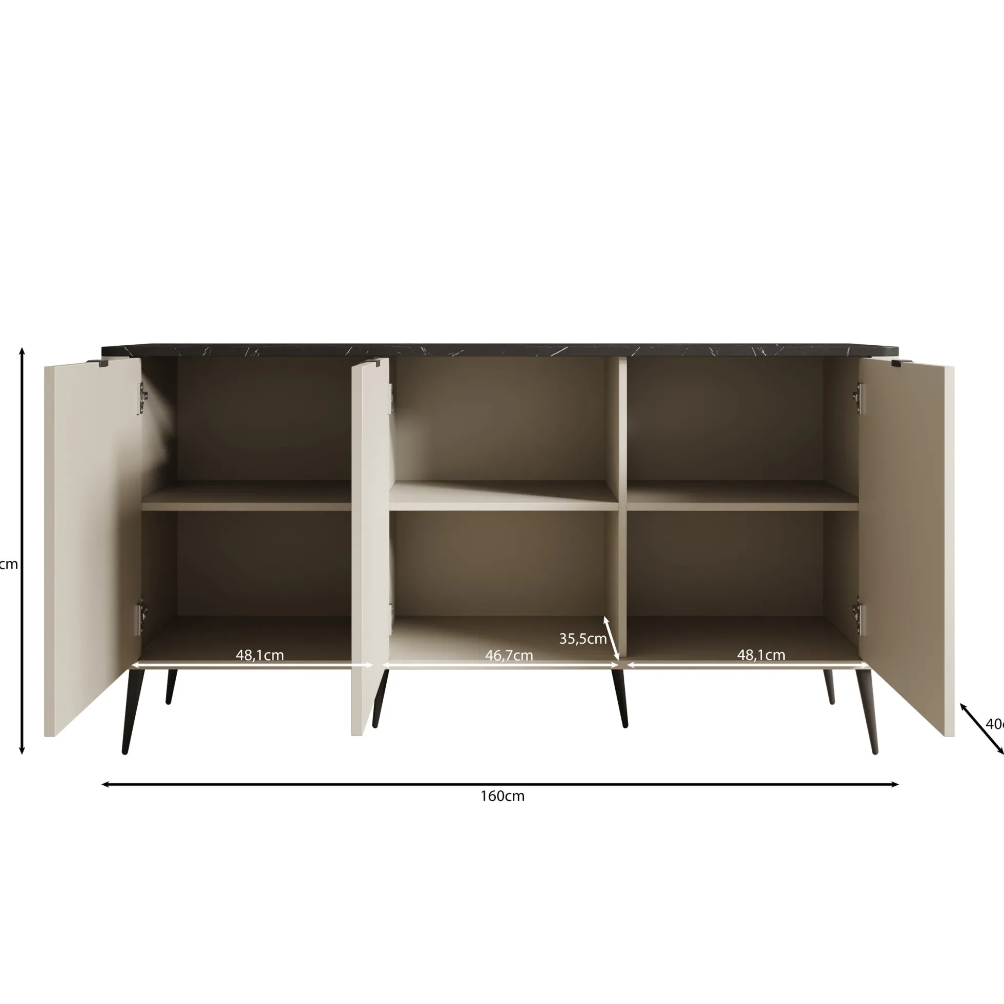 Mace - Dressoir - Beige - 160x40x82 cm