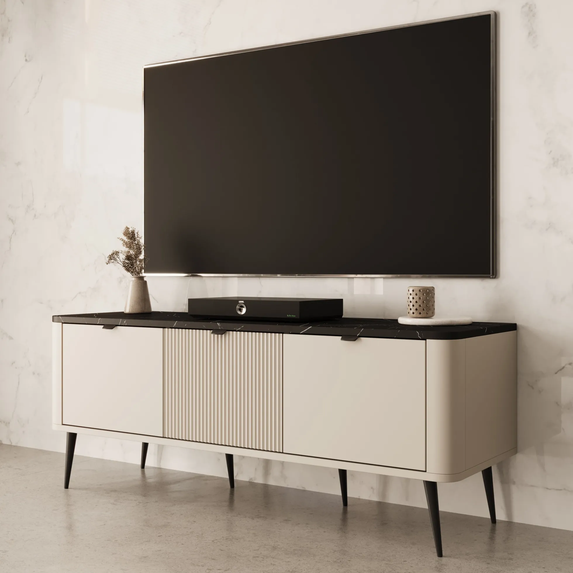 Mace - TV-Meubel - Beige - 130x40x52 cm