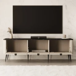 Mace - TV-Meubel met 3 deuren - Beige - 160x40x52 cm