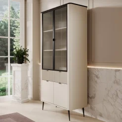 Mace - Vitrinekast - Beige - 90x40x191 cm