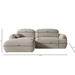 Malaga - Hoekbank 3-zits met chaise longue - Teddystof beige - Links