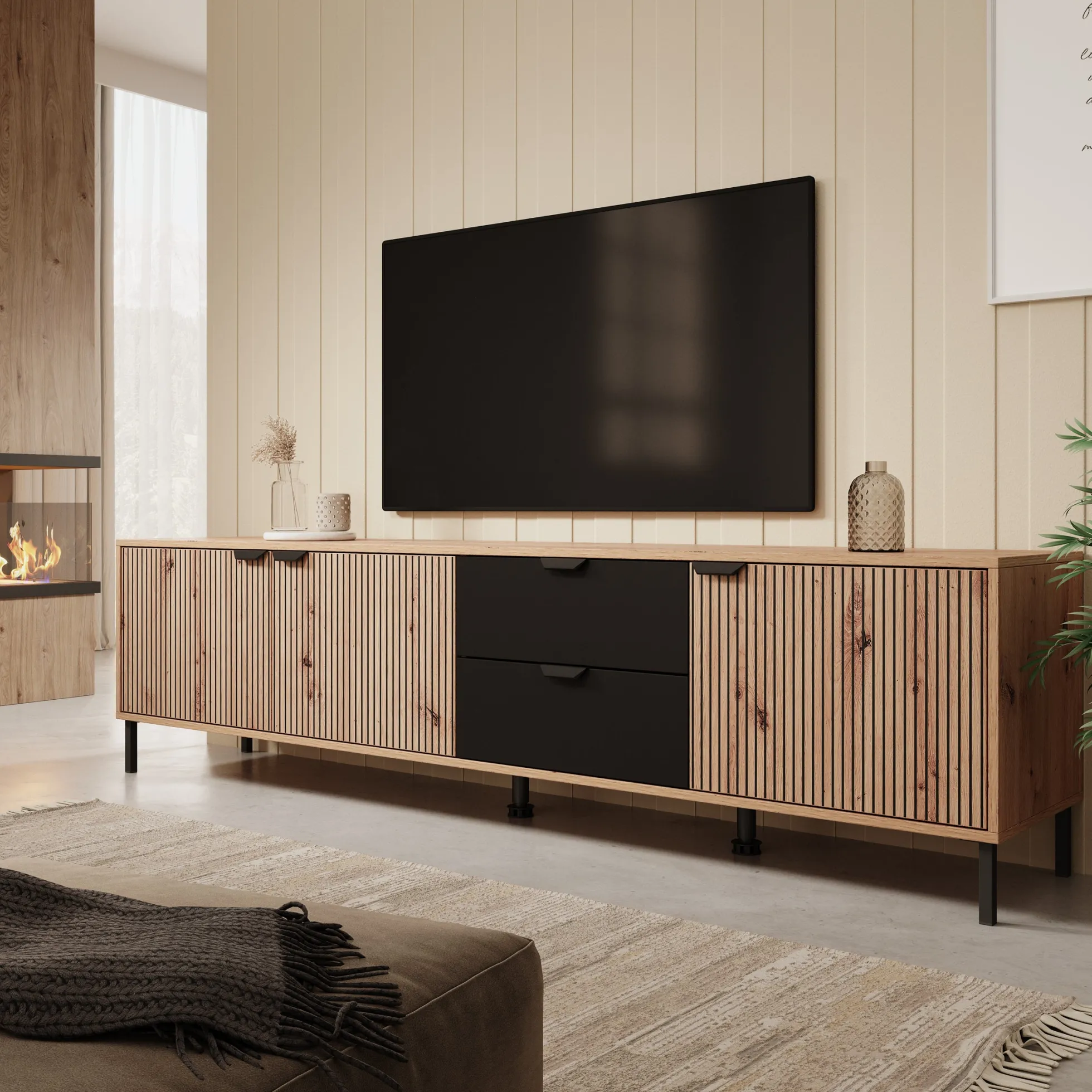 Malaika - TV-Meubel - Eiken - 208x40x54 cm
