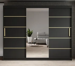 Malavi 2 - Kledingkast met schuifdeuren - Zwart - 250x62x200 cm